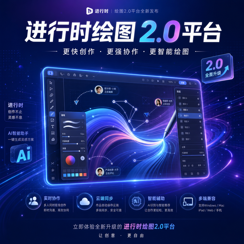 画一个进行时绘图2.0平台宣传的海报